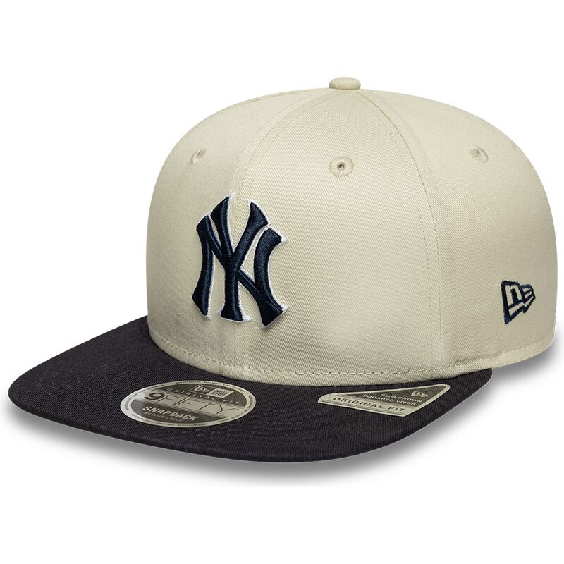beige-snapback-flatcap-mit-marineblauen-logo-9fifty-original-fit-world-series-der-new-york-yankees-mlb-von-new-era