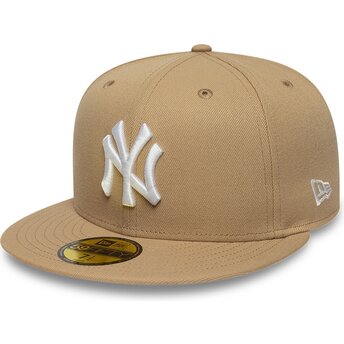 Cappello piatto marrone chiaro regolato 59FIFTY League Essential di New York Yankees MLB di New Era