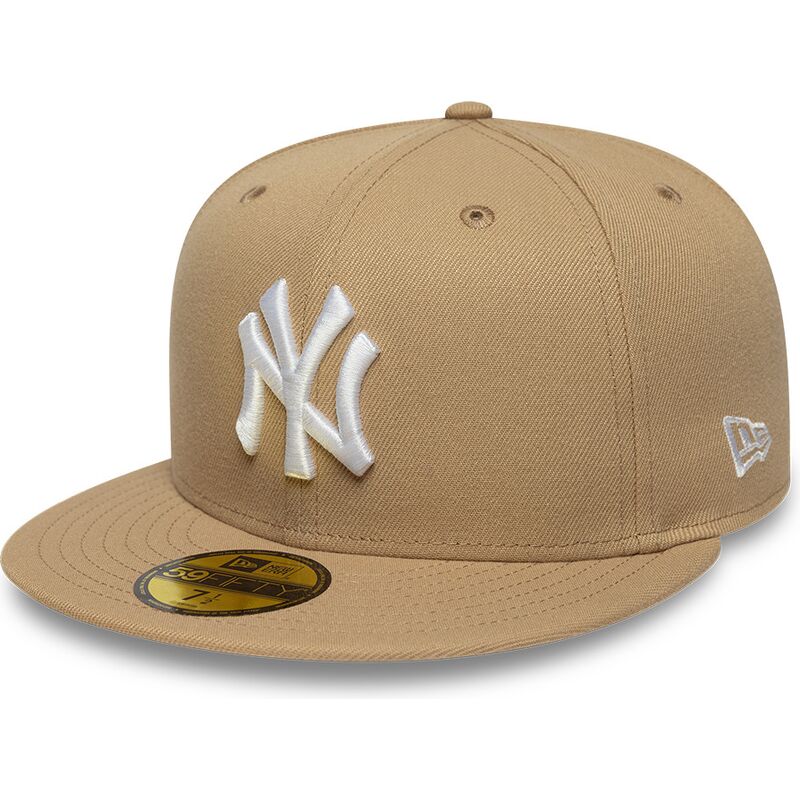 cappello-piatto-marrone-chiaro-regolato-59fifty-league-essential-di-new-york-yankees-mlb-di-new-era