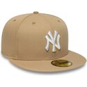 cappello-piatto-marrone-chiaro-regolato-59fifty-league-essential-di-new-york-yankees-mlb-di-new-era