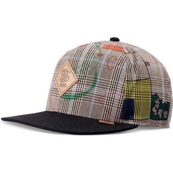 Casquette plate grise et noire snapback Crinklecheck Djinns