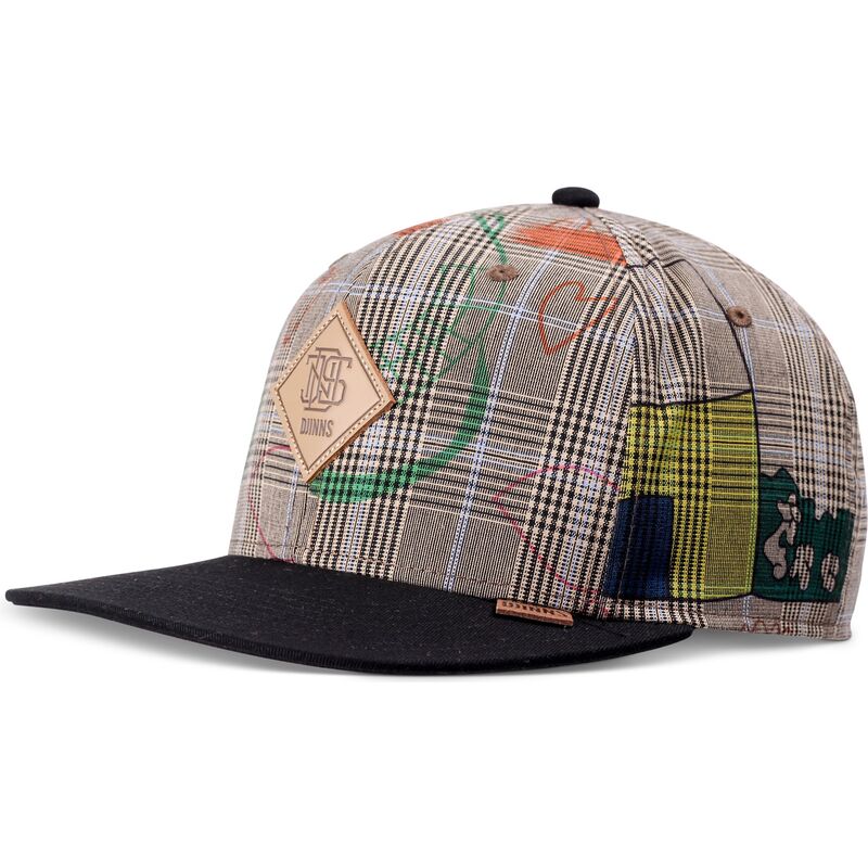 cappello-piatto-grigio-e-nero-snapback-crinklecheck-di-djinns