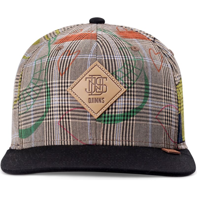 cappello-piatto-grigio-e-nero-snapback-crinklecheck-di-djinns