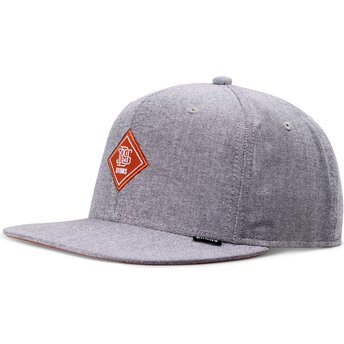 Cappello piatto grigio snapback con logo rosso OxfordContra di Djinns
