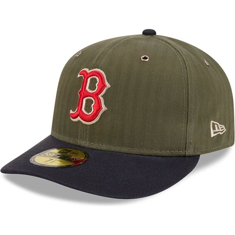 cappellino-curvo-verde-regolabile-59fifty-pre-curved-american-herringbone-dei-boston-red-sox-mlb-di-new-era