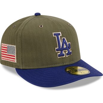 Cappellino curvo verde regolabile 59FIFTY Pre-Curved American Herringbone dei Los Angeles Dodgers MLB di New Era
