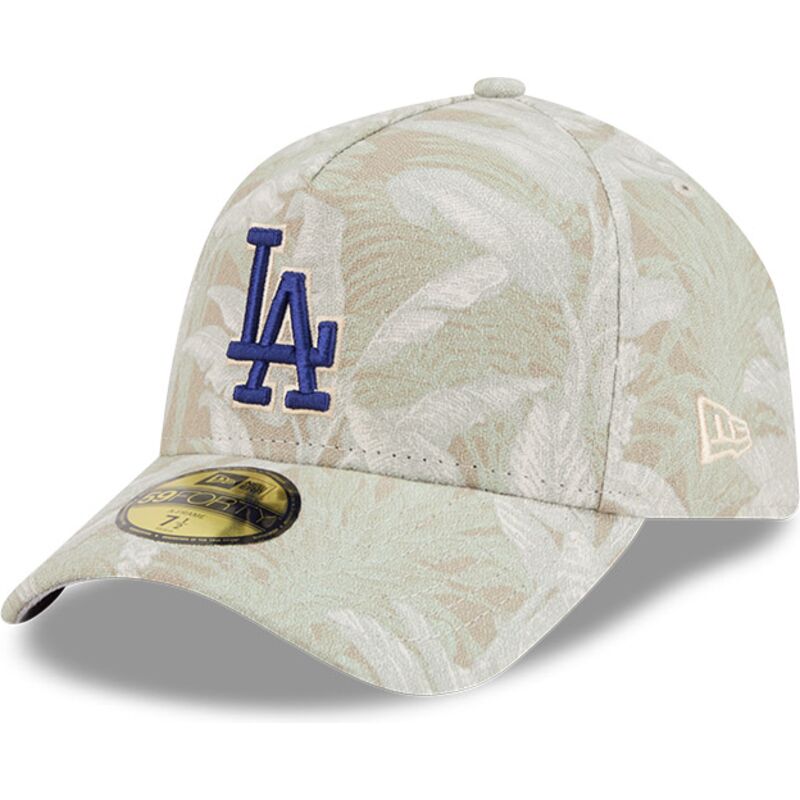 casquette-courbee-beige-ajustee-59forty-a-frame-leafy-palm-los-angeles-dodgers-mlb-new-era