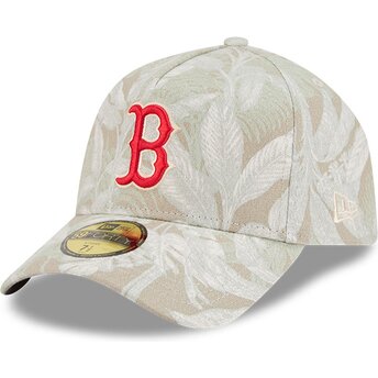 Cappellino curvo beige regolabile 59FORTY A Frame Leafy Palm dei Boston Red Sox MLB di New Era