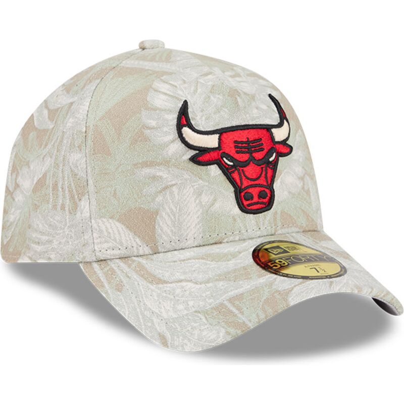 cappellino-curvo-beige-regolabile-59forty-a-frame-leafy-palm-di-chicago-bulls-nba-di-new-era