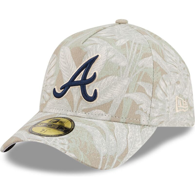 cappellino-curvo-beige-regolabile-59forty-a-frame-leafy-palm-di-atlanta-braves-mlb-di-new-era