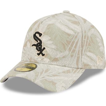 Cappellino curvo beige regolabile 59FORTY A Frame Leafy Palm di Chicago White Sox MLB di New Era