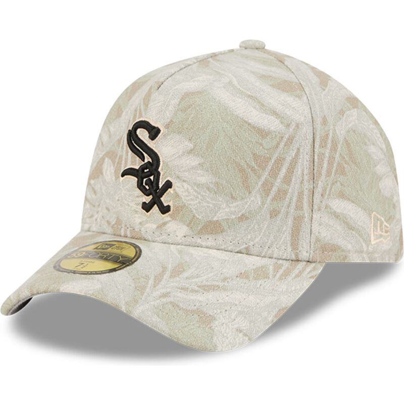 beige-gebogene-verstellbare-59forty-a-frame-leafy-palm-kappe-der-chicago-white-sox-mlb-von-new-era