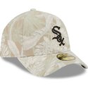 casquette-courbee-beige-ajustee-59forty-a-frame-leafy-palm-chicago-white-sox-mlb-new-era
