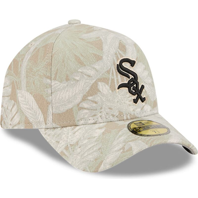 cappellino-curvo-beige-regolabile-59forty-a-frame-leafy-palm-di-chicago-white-sox-mlb-di-new-era