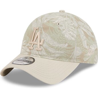 Cappellino curvo beige regolabile 9TWENTY Leafy Palm dei Los Angeles Dodgers MLB di New Era