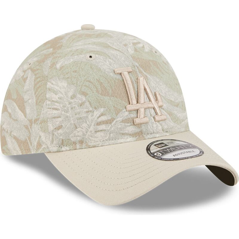 gorra-curva-beige-ajustable-9twenty-leafy-palm-de-los-angeles-dodgers-mlb-de-new-era