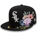 cappello-piatto-nero-aderente-59fifty-floral-dei-chicago-white-sox-mlb-di-new-era