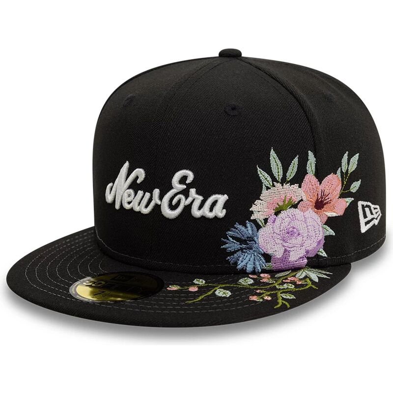 casquette-plate-noire-ajustee-59fifty-floral-emb-new-era