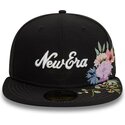 casquette-plate-noire-ajustee-59fifty-floral-emb-new-era