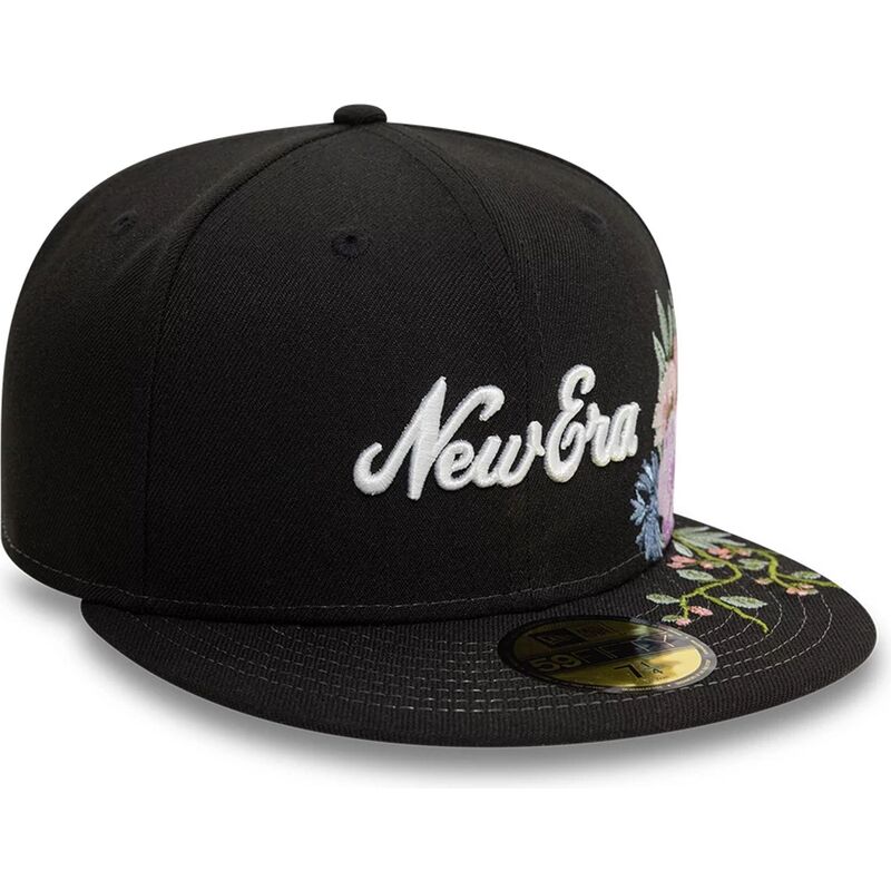 cappello-piatto-nero-aderente-59fifty-floral-emb-di-new-era