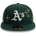 cappello-piatto-verde-regolabile-59fifty-zodiac-di-oakland-athletics-mlb-di-new-era