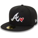 cappello-piatto-nero-aderente-59fifty-heart-icon-di-atlanta-braves-mlb-di-new-era