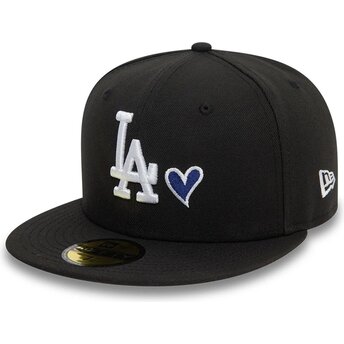 Cappello piatto nero aderente 59FIFTY Heart Icon dei Los Angeles Dodgers MLB di New Era