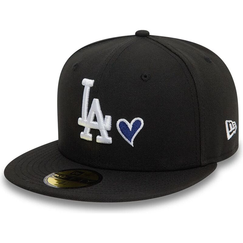 cappello-piatto-nero-aderente-59fifty-heart-icon-dei-los-angeles-dodgers-mlb-di-new-era