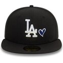 cappello-piatto-nero-aderente-59fifty-heart-icon-dei-los-angeles-dodgers-mlb-di-new-era