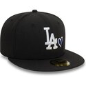 cappello-piatto-nero-aderente-59fifty-heart-icon-dei-los-angeles-dodgers-mlb-di-new-era