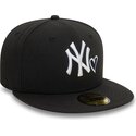 cappello-piatto-nero-aderente-59fifty-heart-icon-dei-new-york-yankees-mlb-di-new-era