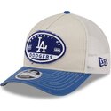 casquette-trucker-beige-et-bleue-9forty-m-crown-a-frame-fray-los-angeles-dodgers-mlb-new-era