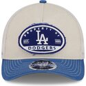 cappellino-trucker-beige-e-blu-9forty-m-crown-a-frame-fray-dei-los-angeles-dodgers-mlb-di-new-era