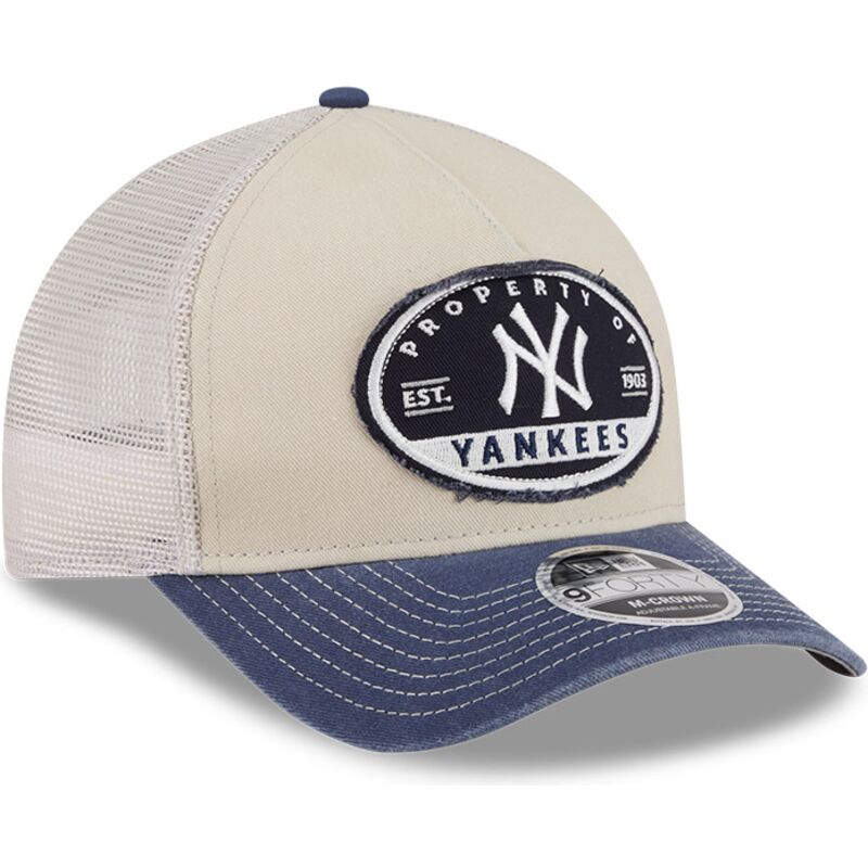 cappellino-trucker-beige-e-blu-marino-9forty-m-crown-a-frame-fray-dei-new-york-yankees-mlb-di-new-era cappellino-trucker-beige-e-blu-marino-9forty-m-crown-a-frame-fray-dei-new-york-yankees-mlb-di-new-era