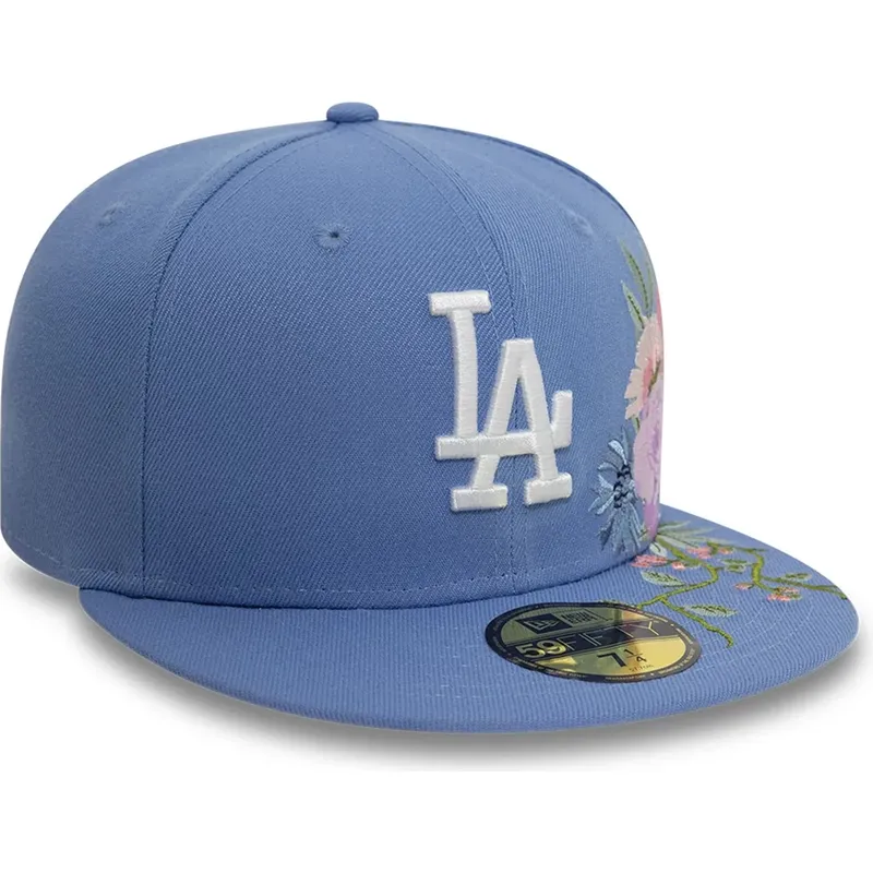 casquette-plate-bleue-ajustee-59fifty-floral-los-angeles-dodgers-mlb-new-era