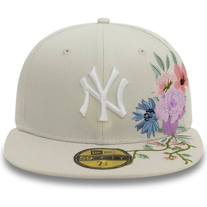 cappello-piatto-beige-regolabile-59fifty-floral-dei-new-york-yankees-mlb-di-new-era