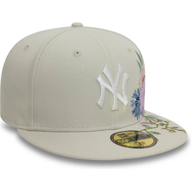 cappello-piatto-beige-regolabile-59fifty-floral-dei-new-york-yankees-mlb-di-new-era