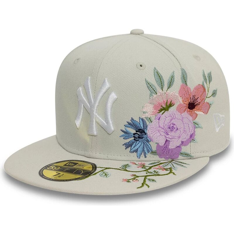 casquette-plate-beige-ajustee-59fifty-floral-new-york-yankees-mlb-new-era casquette-plate-beige-ajustee-59fifty-floral-new-york-yankees-mlb-new-era