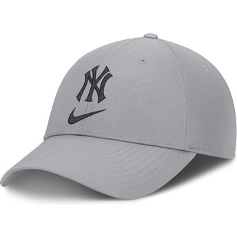 Cappellino curvo grigio regolabile Primetime Club Structured UV Poly Ripstop dei New York Yankees MLB di Nike