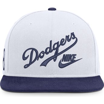 Weiße und blaue flache Snapback-Kappe Cooperstown Dri-Fit Pro Structured Square Bill der Los Angeles Dodgers MLB von Nike