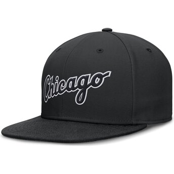 Casquette plate noire ajustée Dri-Fit True Structured Round Bill Chicago White Sox MLB Nike