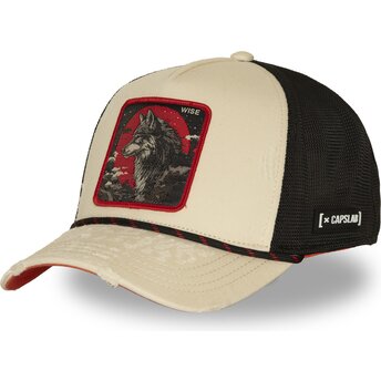 Casquette trucker beige et noire loup Wise BEA3 WISB Beasts Capslab