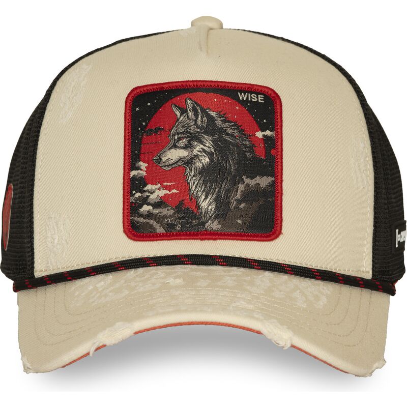 cappellino-trucker-beige-e-nero-lupo-wise-bea3-wisb-beasts-di-capslab