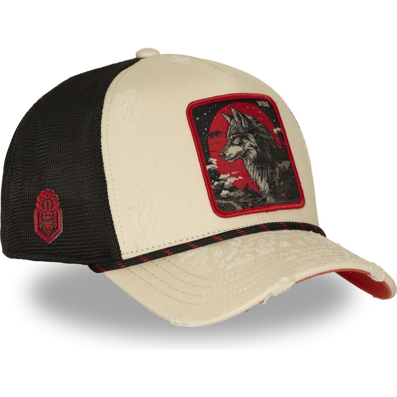 casquette-trucker-beige-et-noire-loup-wise-bea3-wisb-beasts-capslab