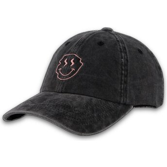 Cappello curvo nero cinghia regolabile Smiley Washed di Pica Pica