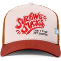 cappello-curvo-marrone-snapback-surfing-sucks-di-coastal