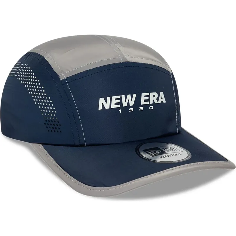 marineblaue-gebogene-5-panel-kappe-verstellbar-runner-colour-block-von-new-era