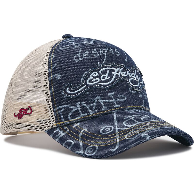 casquette-trucker-bleue-marine-et-beige-don-denim-ed-hardy casquette-trucker-bleue-marine-et-beige-don-denim-ed-hardy