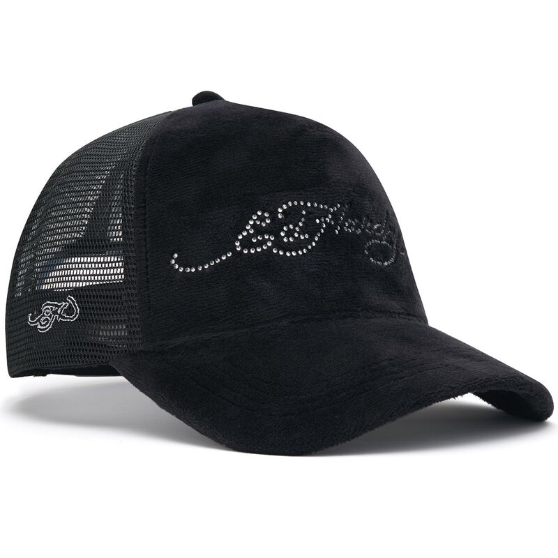 cappello-curvo-nero-snapback-core-silver-diamante-velour-di-ed-hardy