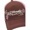 mutzen-gebogen-braun-snapback-rosa-skull-and-roses-von-ed-hardy